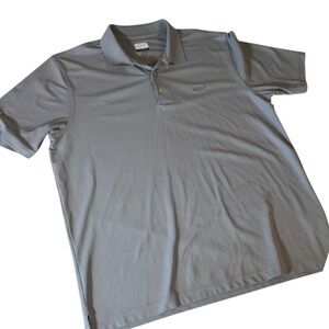 Greg Norman Polo Shirt Men XL Gray‎ Performance Stretch Shark Logo EUC